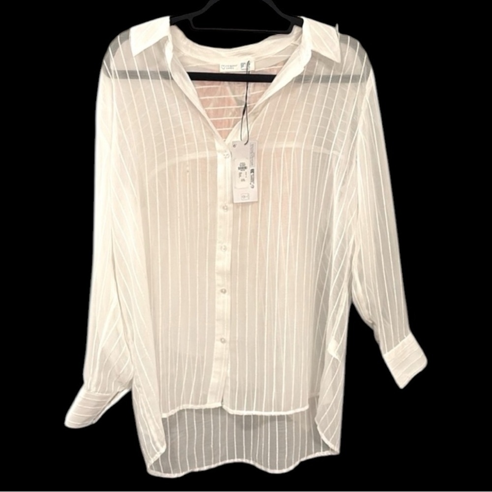 Primark White Sheer Blouse‎ size 8